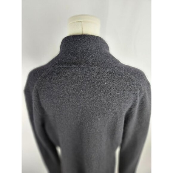 White + Warren Cashmere Shrunken Cardigan Size Medium Patch Pockets Luxury Black - Picture 8 of 10